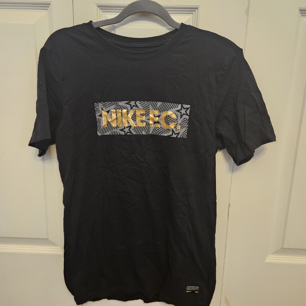 Nike Black Short-Sleeve Tee with Gold NIKE FC Graphic